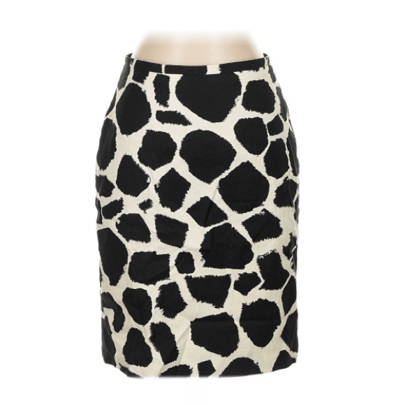 Loft Black & Cream Cow Print Pencil Skirt - Picture 1 of 11